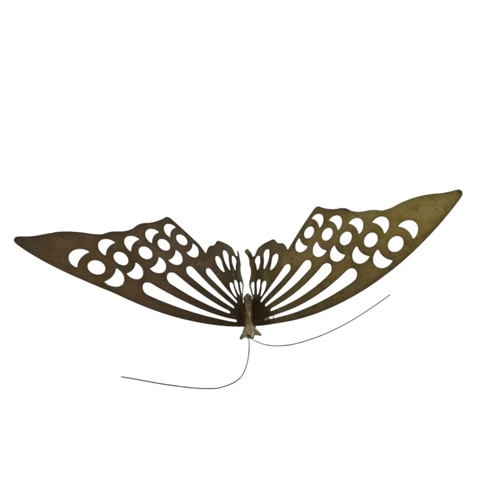 3 MCM Vintage Solid Brass Butterflies Table Wall Art Decor 3 Sizes w Mild Patina
